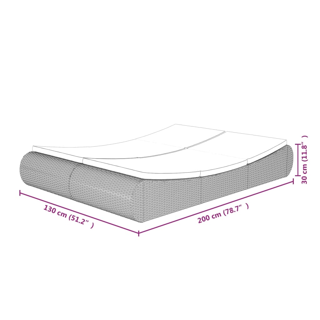 Outdoor Lounge Bed Poly Rattan Beige