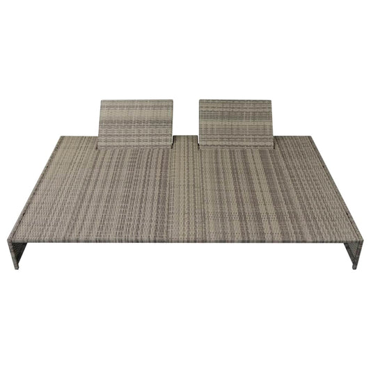 Double Sun Lounger With Cushion Poly Rattan Grey