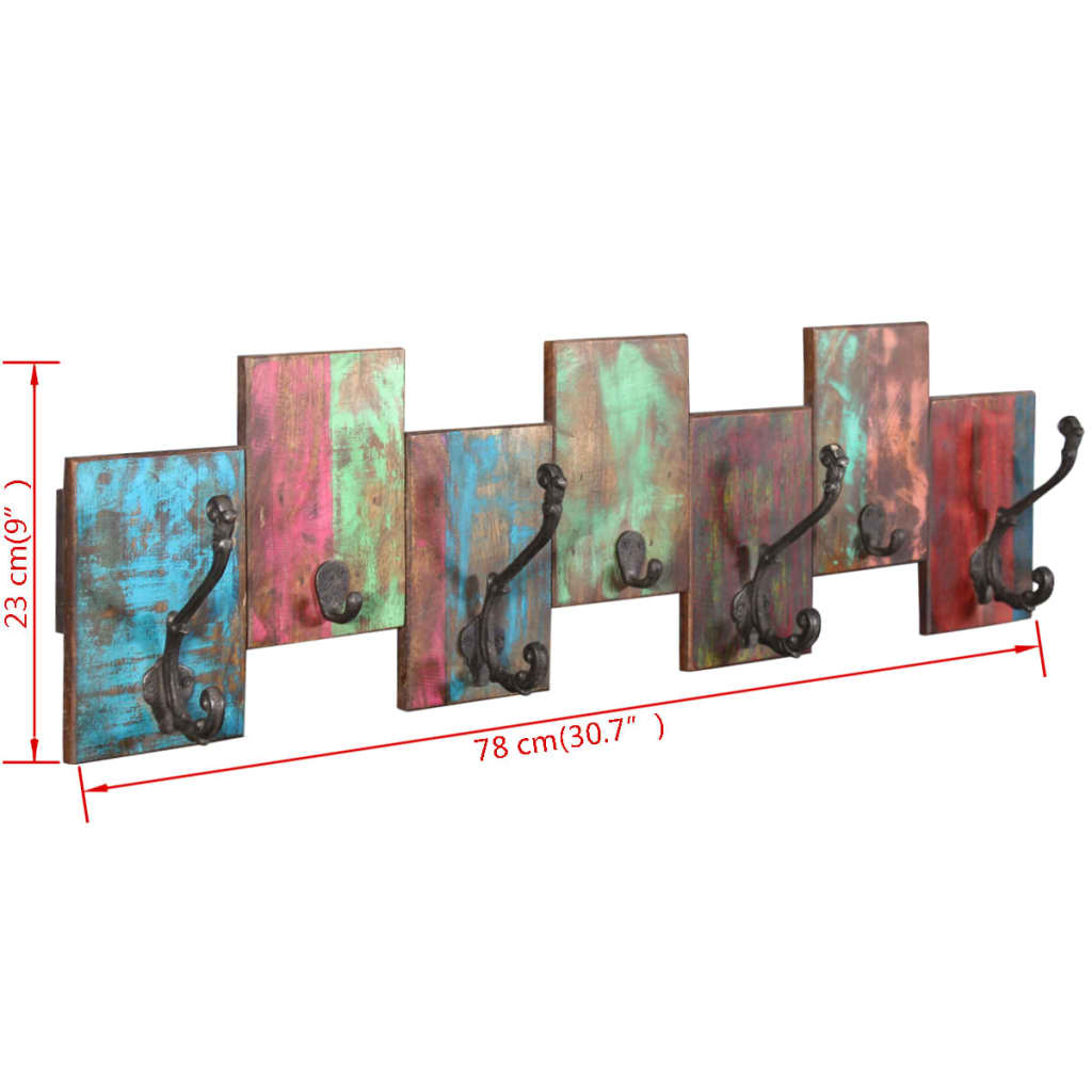 Coat Rack With 7 Hooks Solid Reclaimed Wood