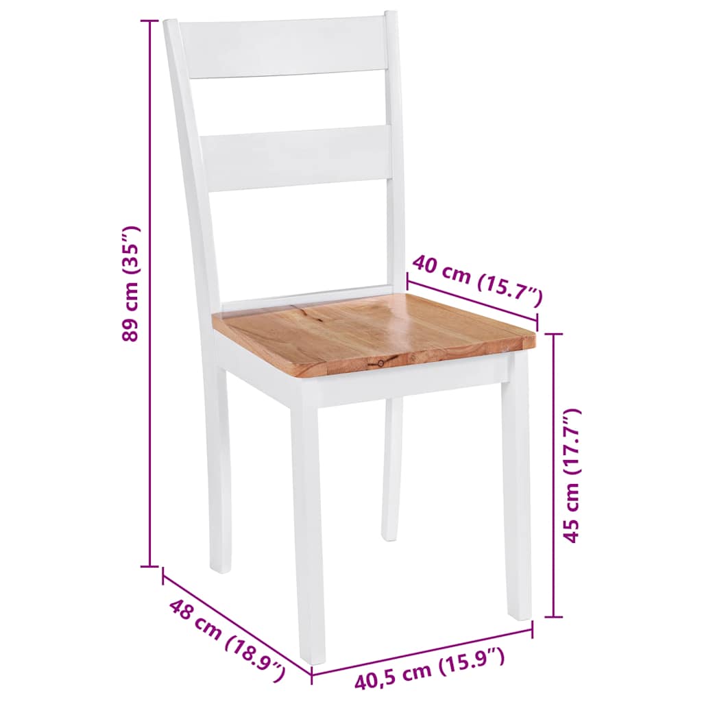 Dining Chairs 2 Pcs White Solid Rubber Wood