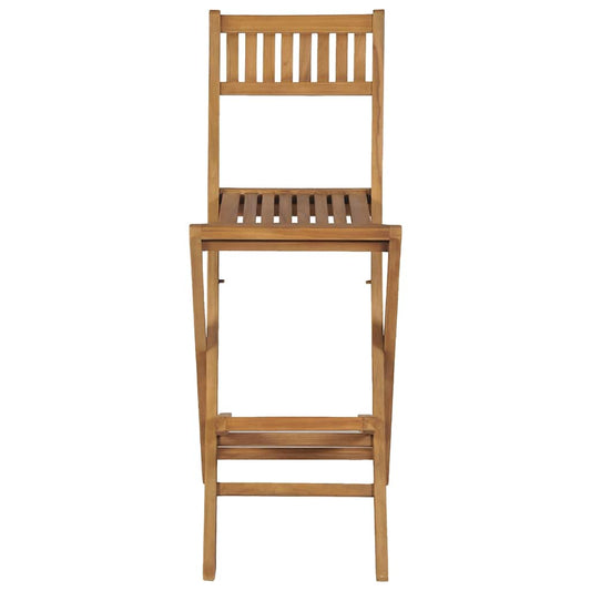 Folding Outdoor Bar Stools 2 Pcs Solid Teak Wood