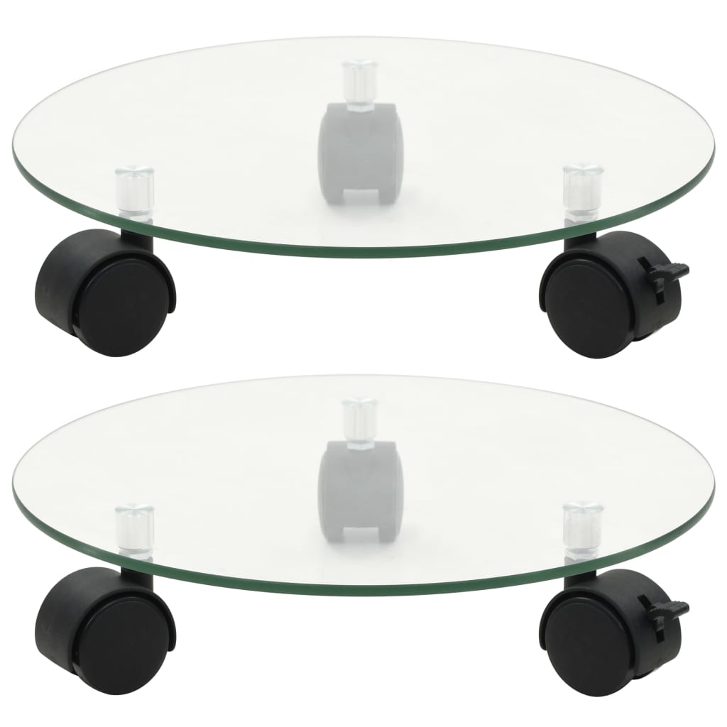 Plant Rollers 2 Pcs Tempered Glass 28 Cm Round