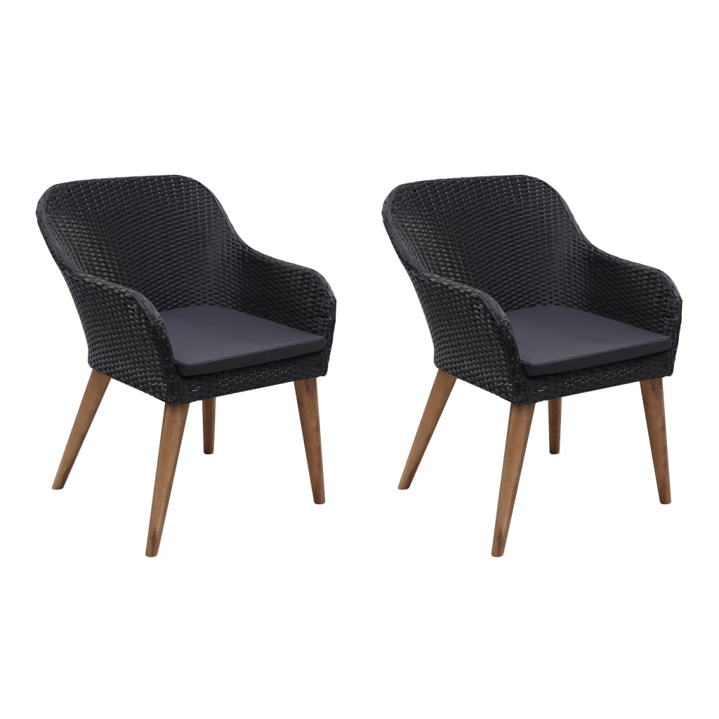 Outdoor Chairs With Cushions 2 Pcs Poly Rattan