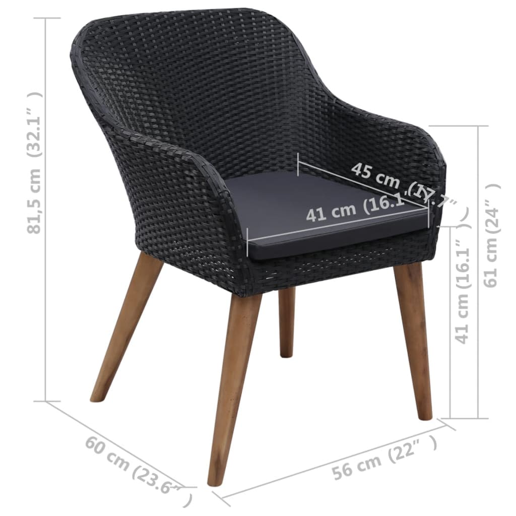Outdoor Chairs With Cushions 2 Pcs Poly Rattan