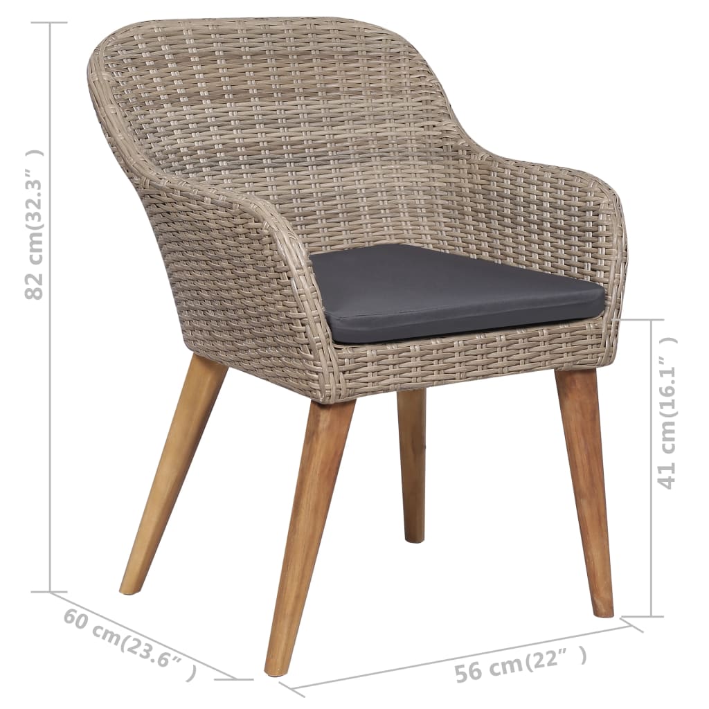 Outdoor Chairs With Cushions 2 Pcs Poly Rattan