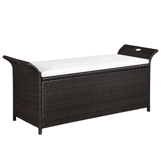 Storage Bench With Cushion 138 Cm Poly Rattan