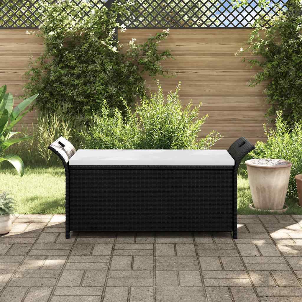 Storage Bench With Cushion 138 Cm Poly Rattan