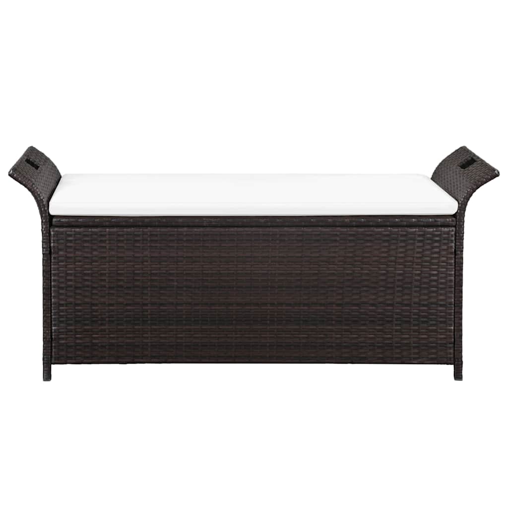 Storage Bench With Cushion 138 Cm Poly Rattan