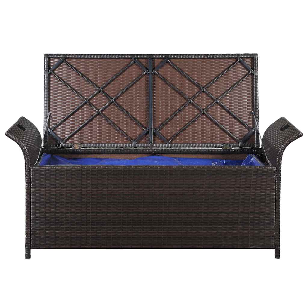 Storage Bench With Cushion 138 Cm Poly Rattan