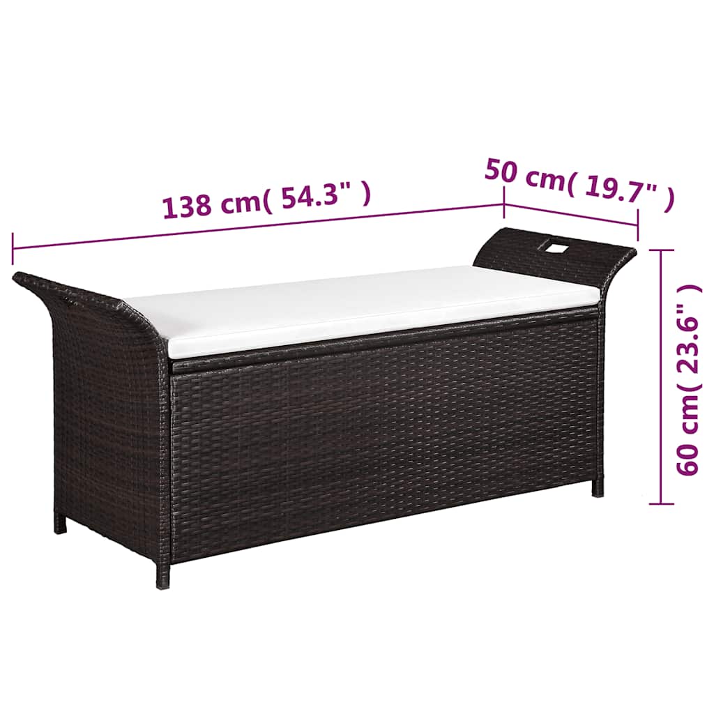 Storage Bench With Cushion 138 Cm Poly Rattan