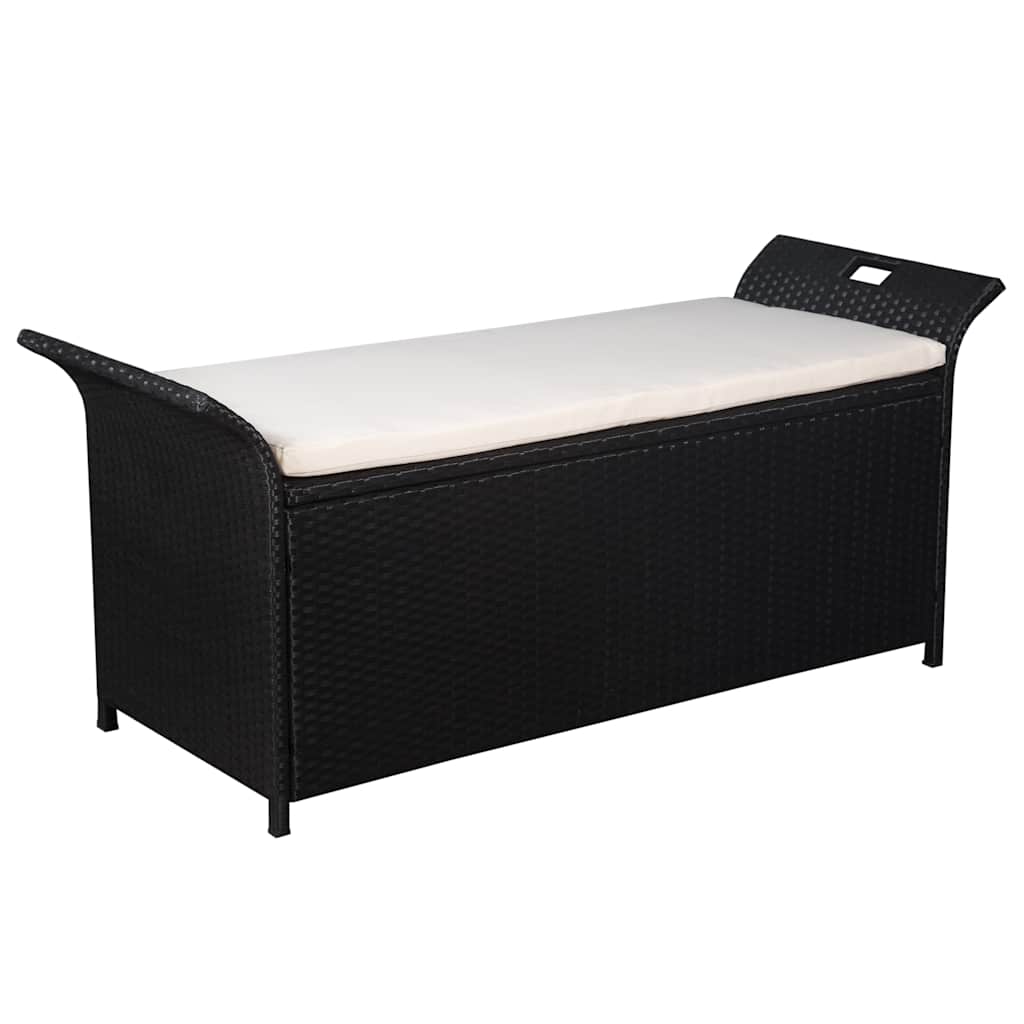 Storage Bench With Cushion 138 Cm Poly Rattan