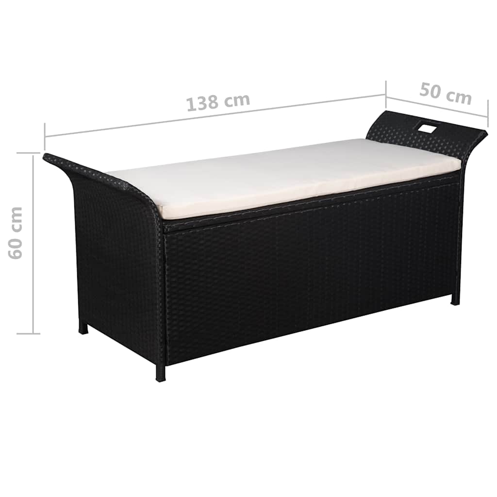 Storage Bench With Cushion 138 Cm Poly Rattan