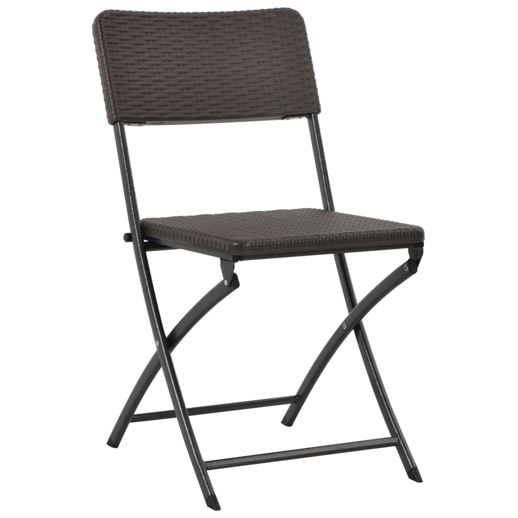 Folding Garden Chairs 2 Pcs Hdpe And Steel Brown