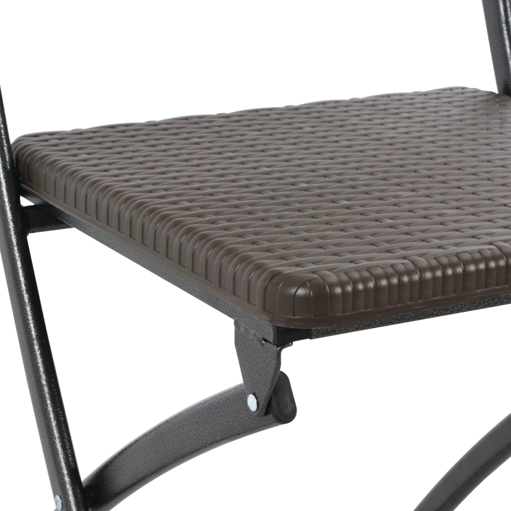 Folding Garden Chairs 2 Pcs Hdpe And Steel Brown