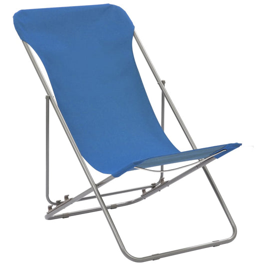 Folding Beach Chairs 2 Pcs Steel And Oxford Fabric