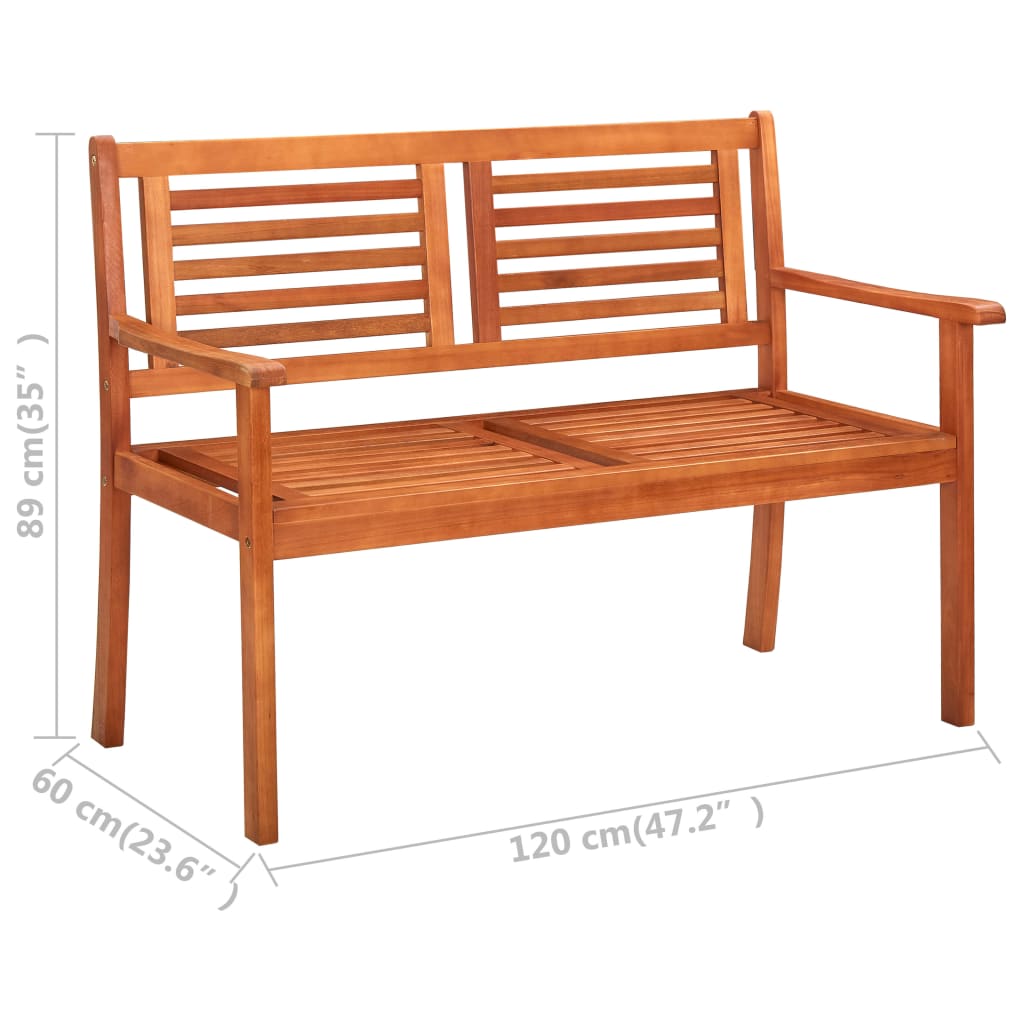 2-Seater Garden Bench 120 Cm Solid Eucalyptus Wood