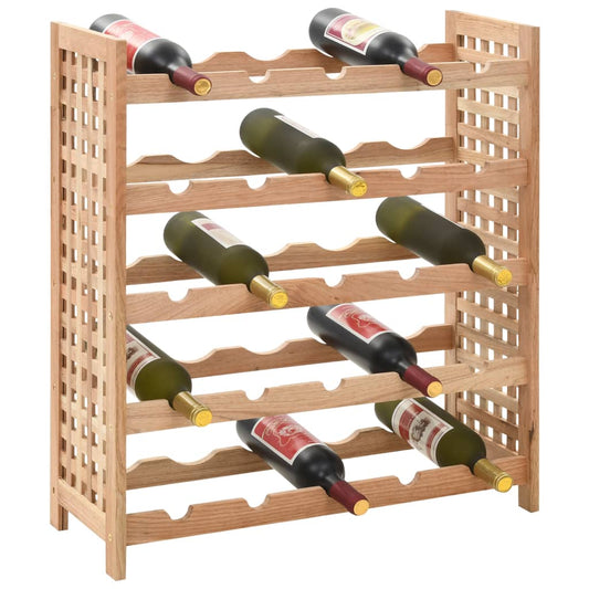 Wine Rack For 25 Bottles Solid Walnut Wood 63X25X73 Cm