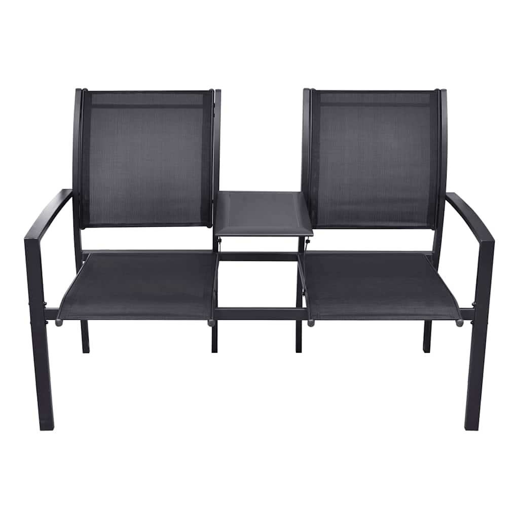 2 Seater Garden Bench 131 Cm Steel And Textilene Black