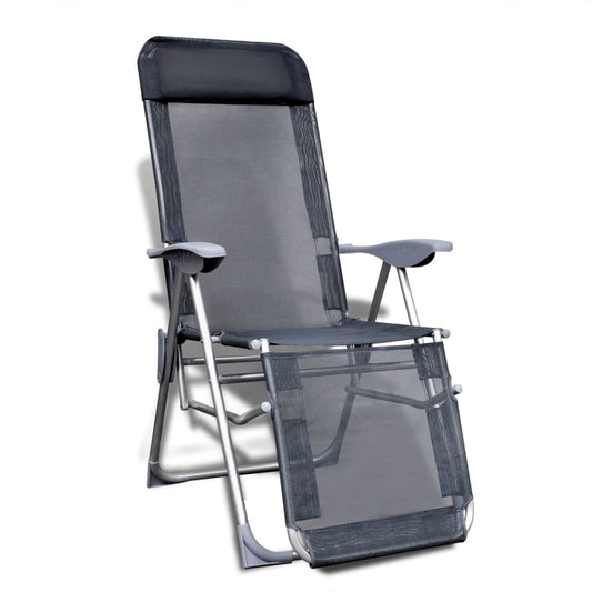 Folding Garden Chairs 2 Pcs Aluminium And Textilene Grey