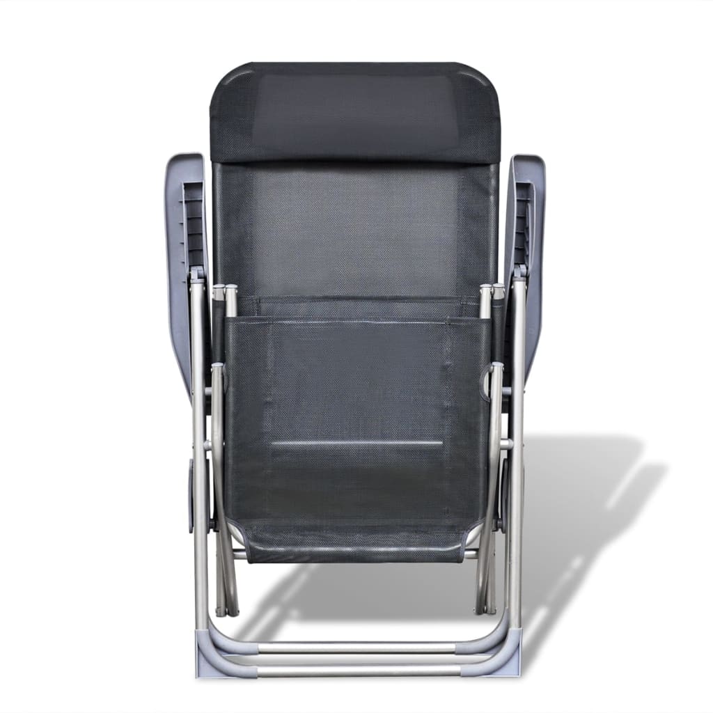 Folding Garden Chairs 2 Pcs Aluminium And Textilene Grey
