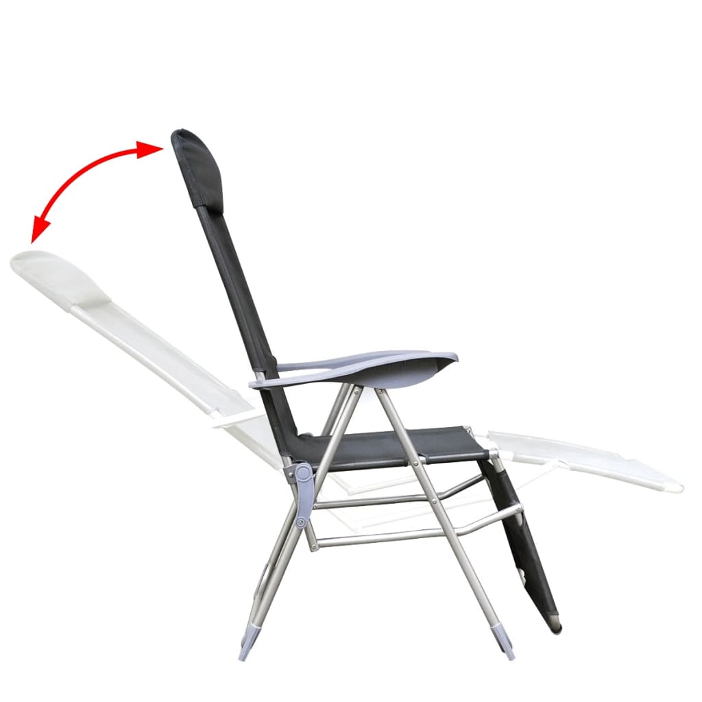 Folding Garden Chairs 2 Pcs Aluminium And Textilene Grey