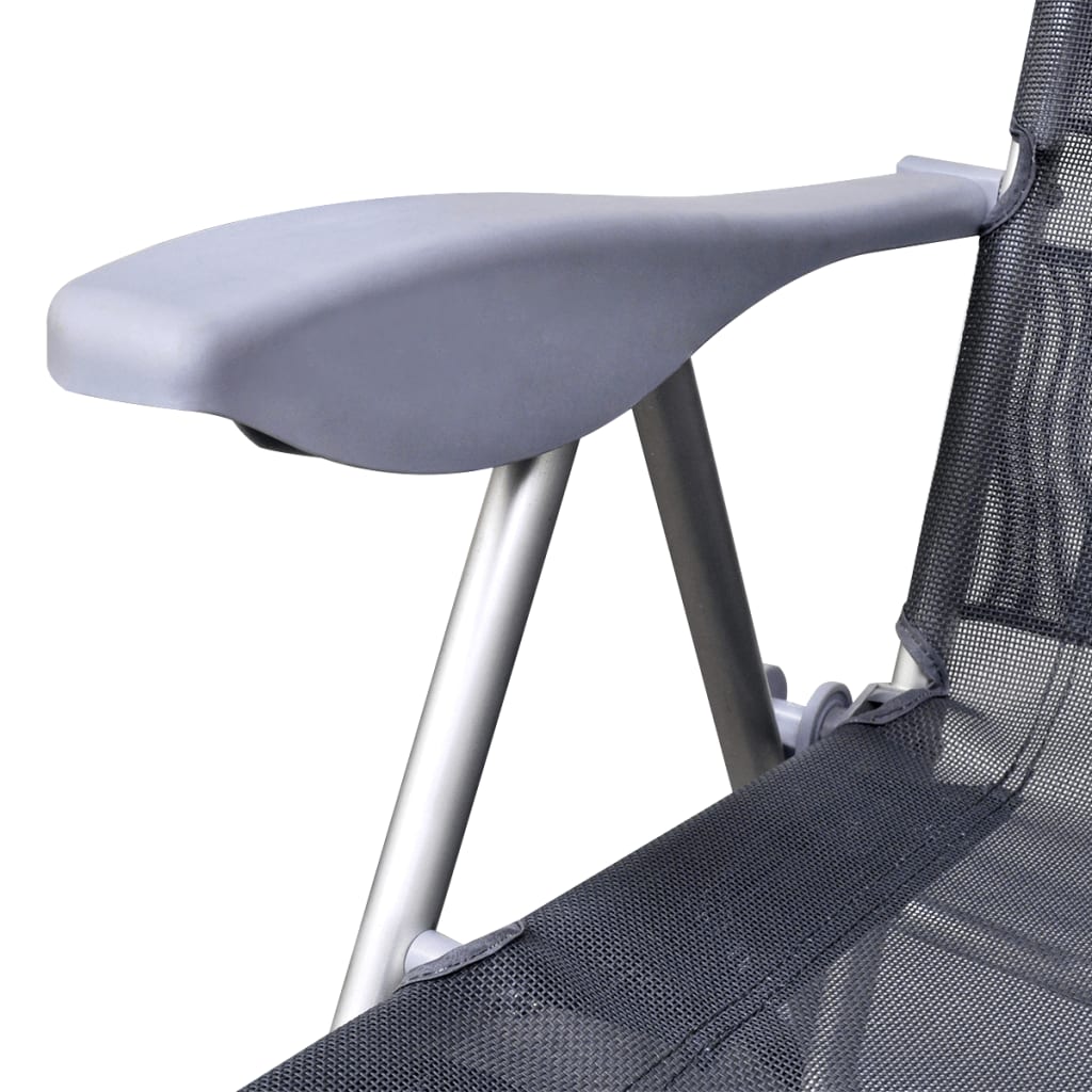 Folding Garden Chairs 2 Pcs Aluminium And Textilene Grey