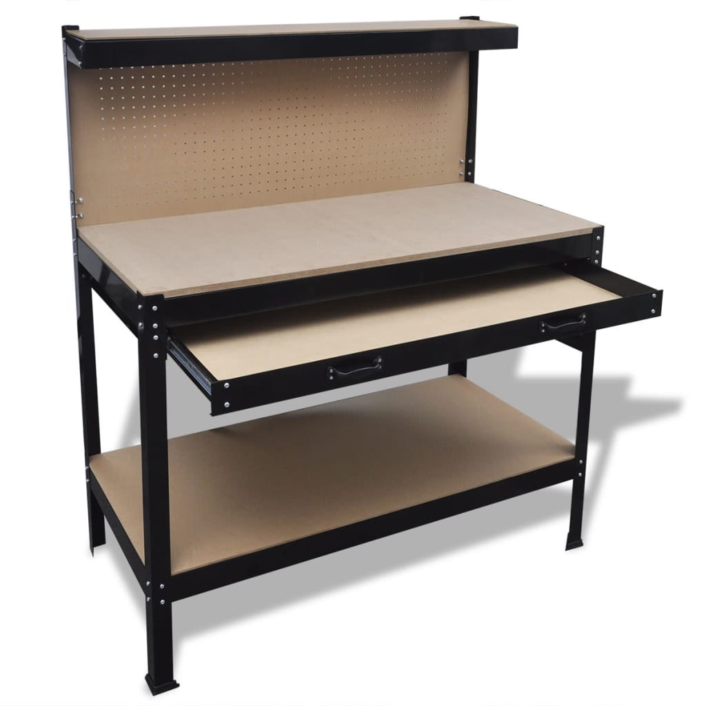 Workbench With Pegboard And Drawer