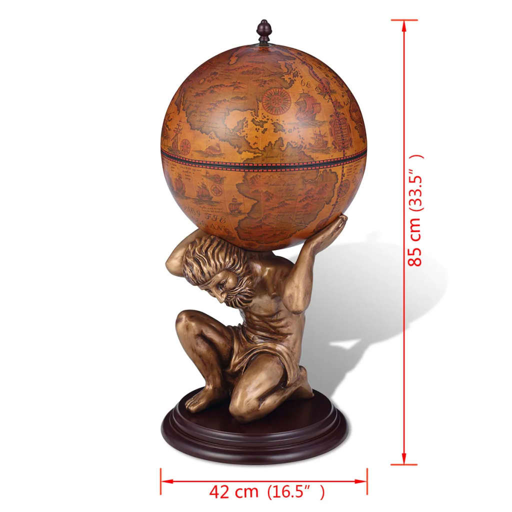 Globe Bar Wine Stand Atlas Design 42X42X85 Cm