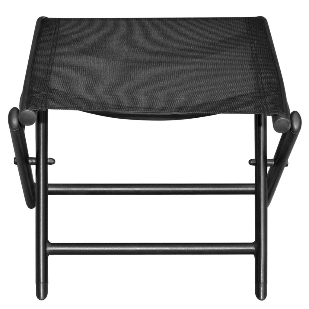 Folding Footstool Black Aluminium And Textilene