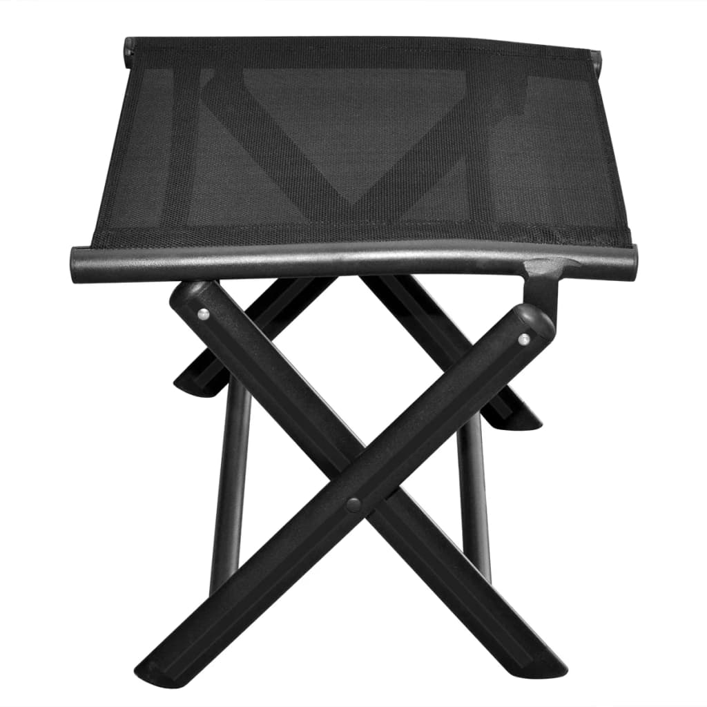 Folding Footstool Black Aluminium And Textilene