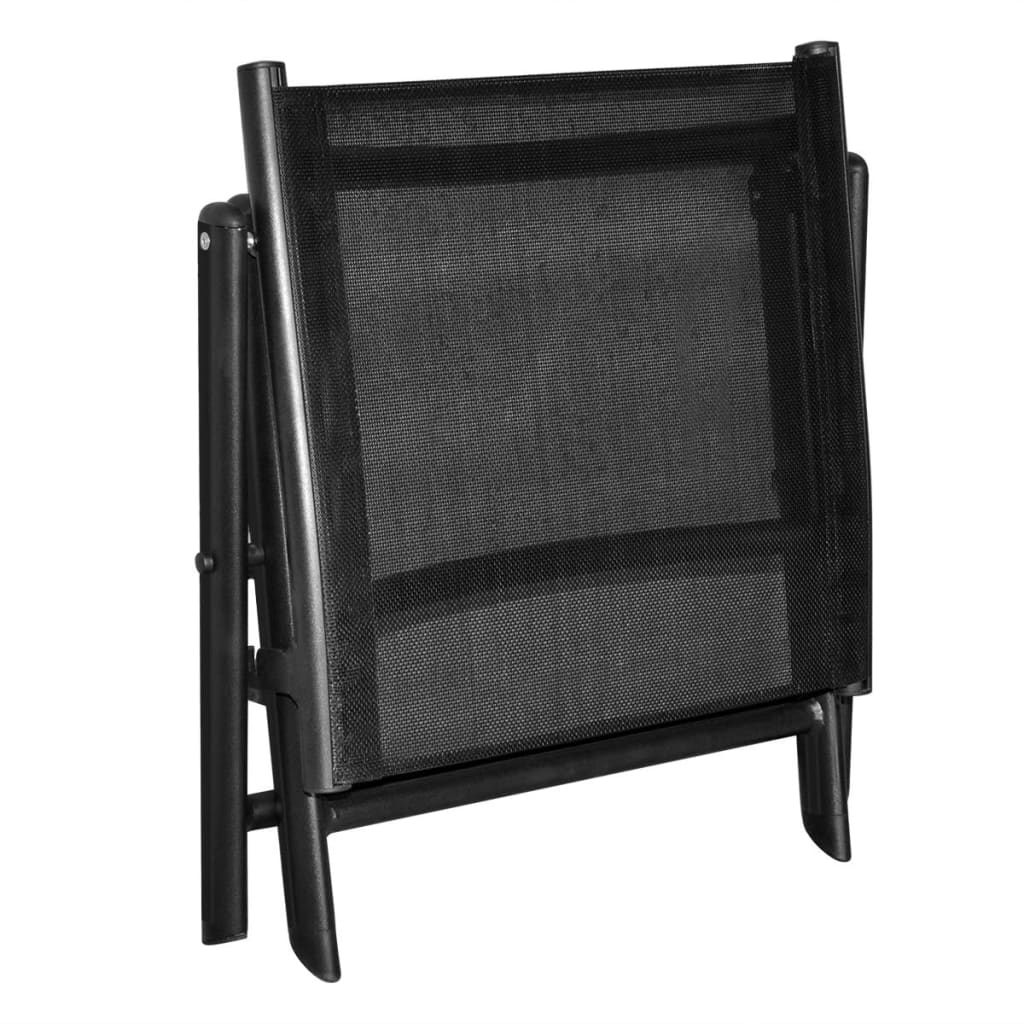 Folding Footstool Black Aluminium And Textilene