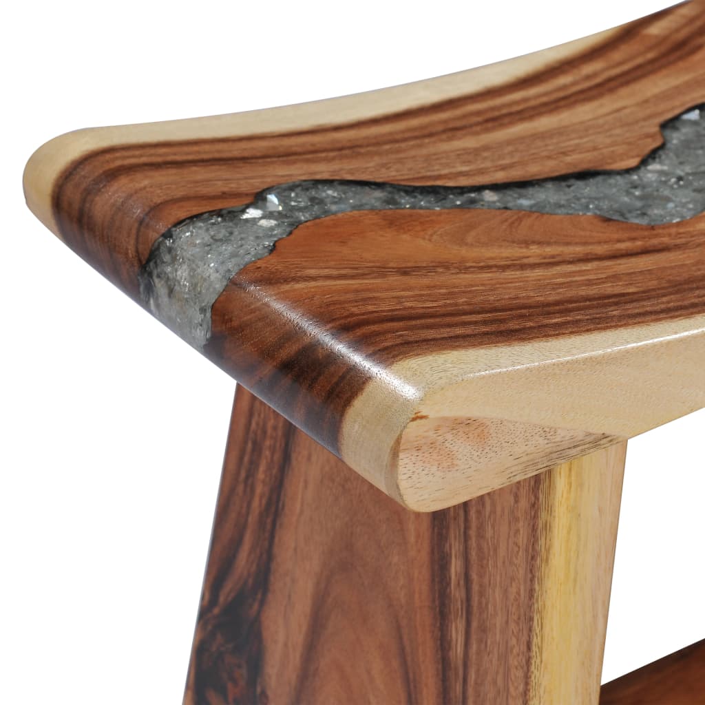 Stool Solid Suar Wood And Polyresin