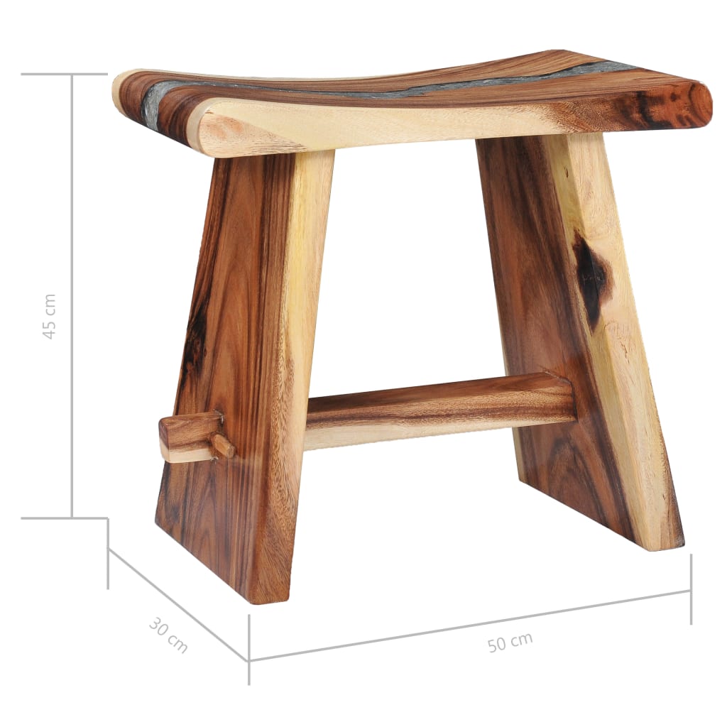 Stool Solid Suar Wood And Polyresin