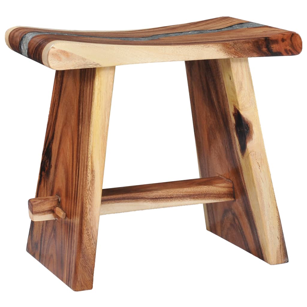 Stool Solid Suar Wood And Polyresin