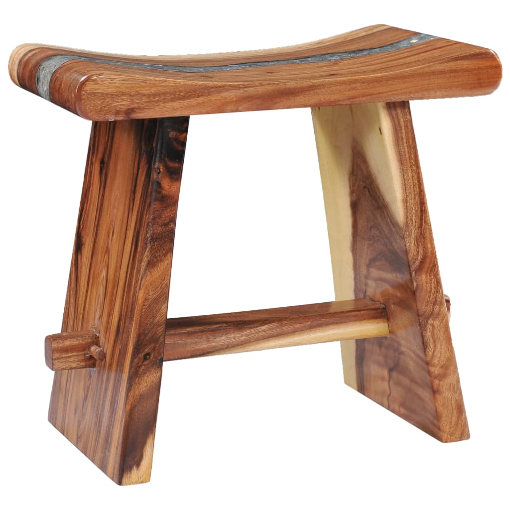 Stool Solid Suar Wood And Polyresin