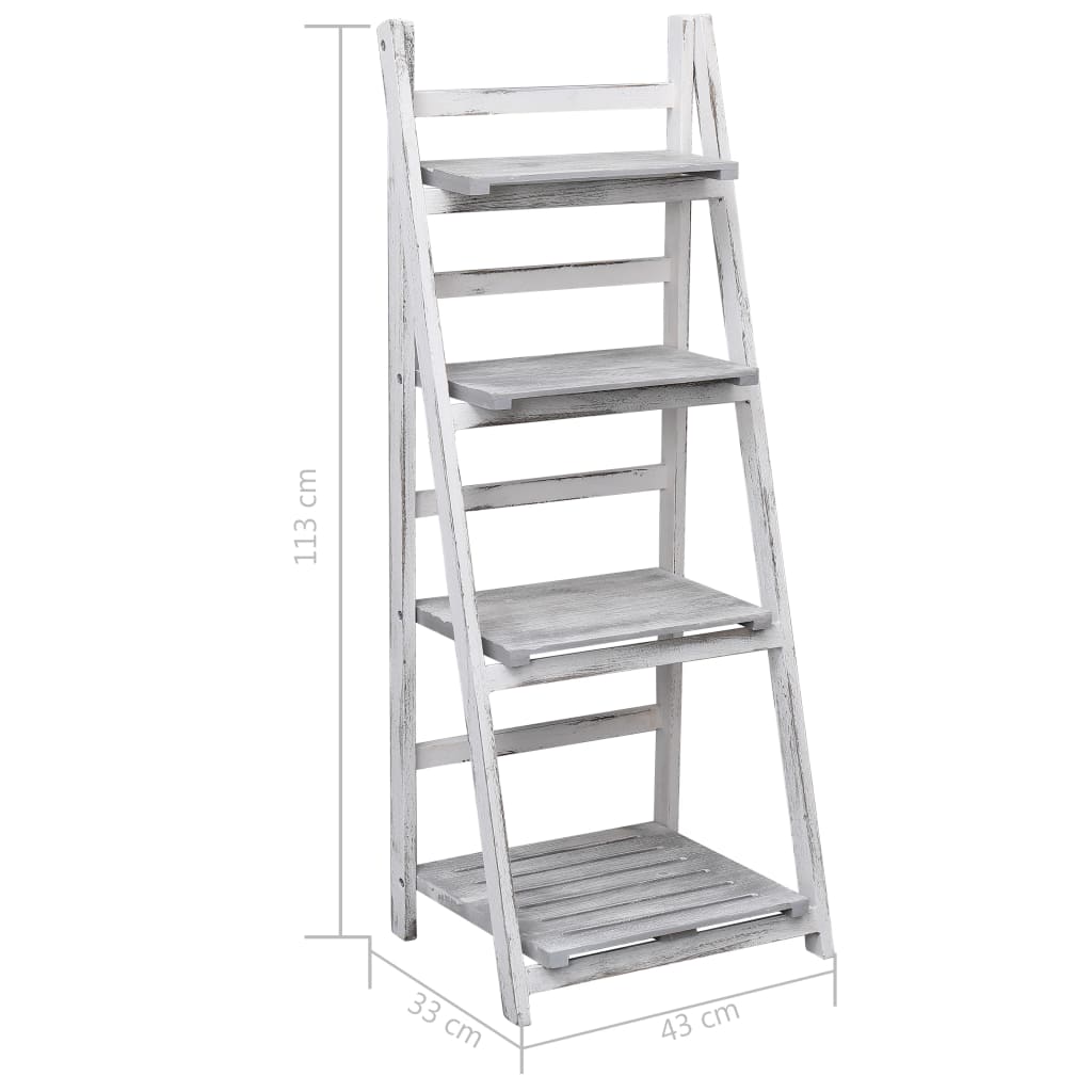4-Tier Plant Stand Grey 43X33X113 Cm Wood