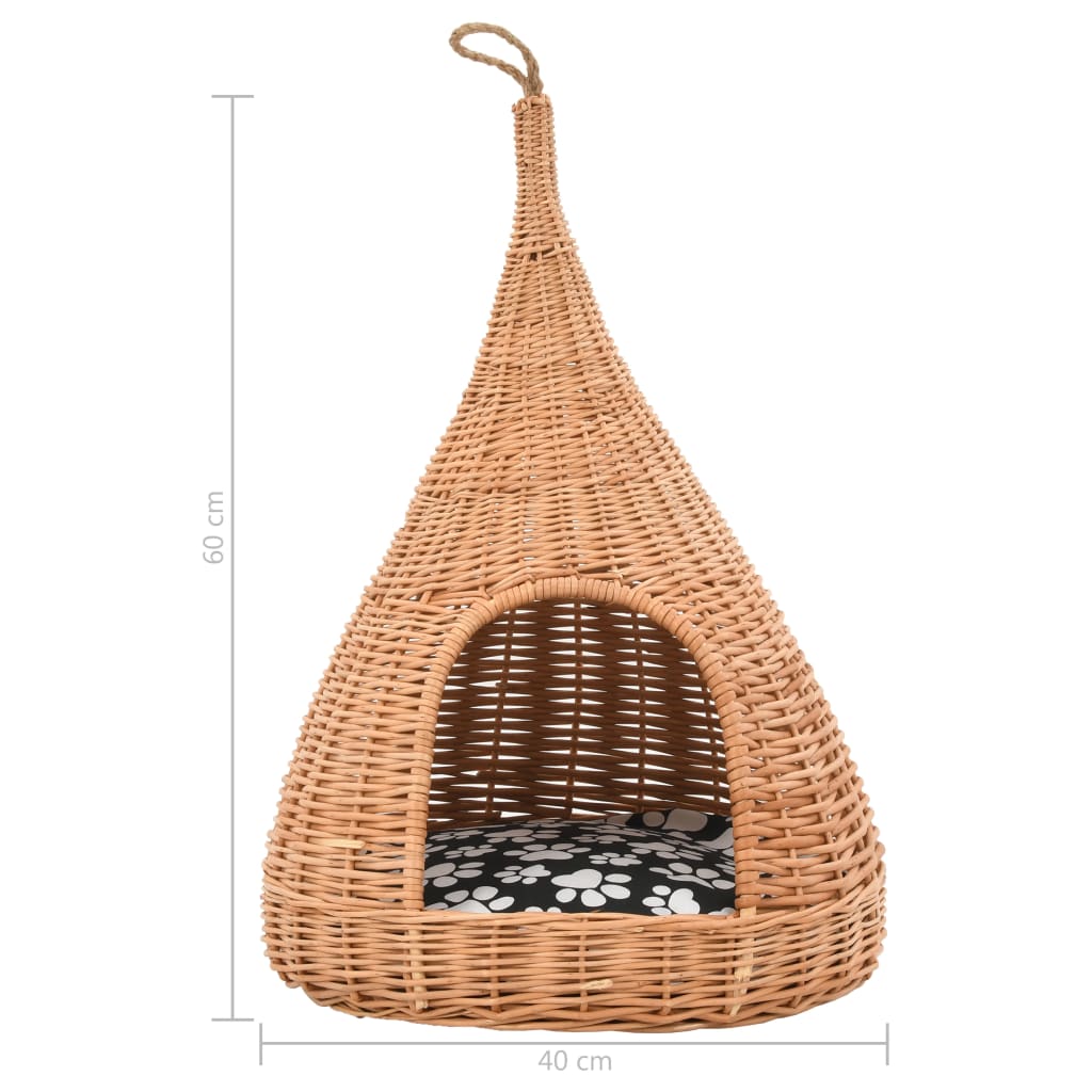 Cat House With Cushion 40X60 Cm Willow Teepee