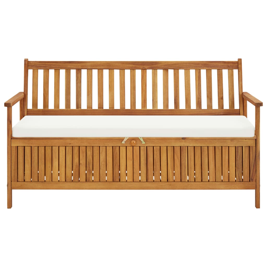 Storage Bench With Cushion 148 Cm Solid Acacia Wood