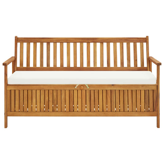Storage Bench With Cushion 148 Cm Solid Acacia Wood