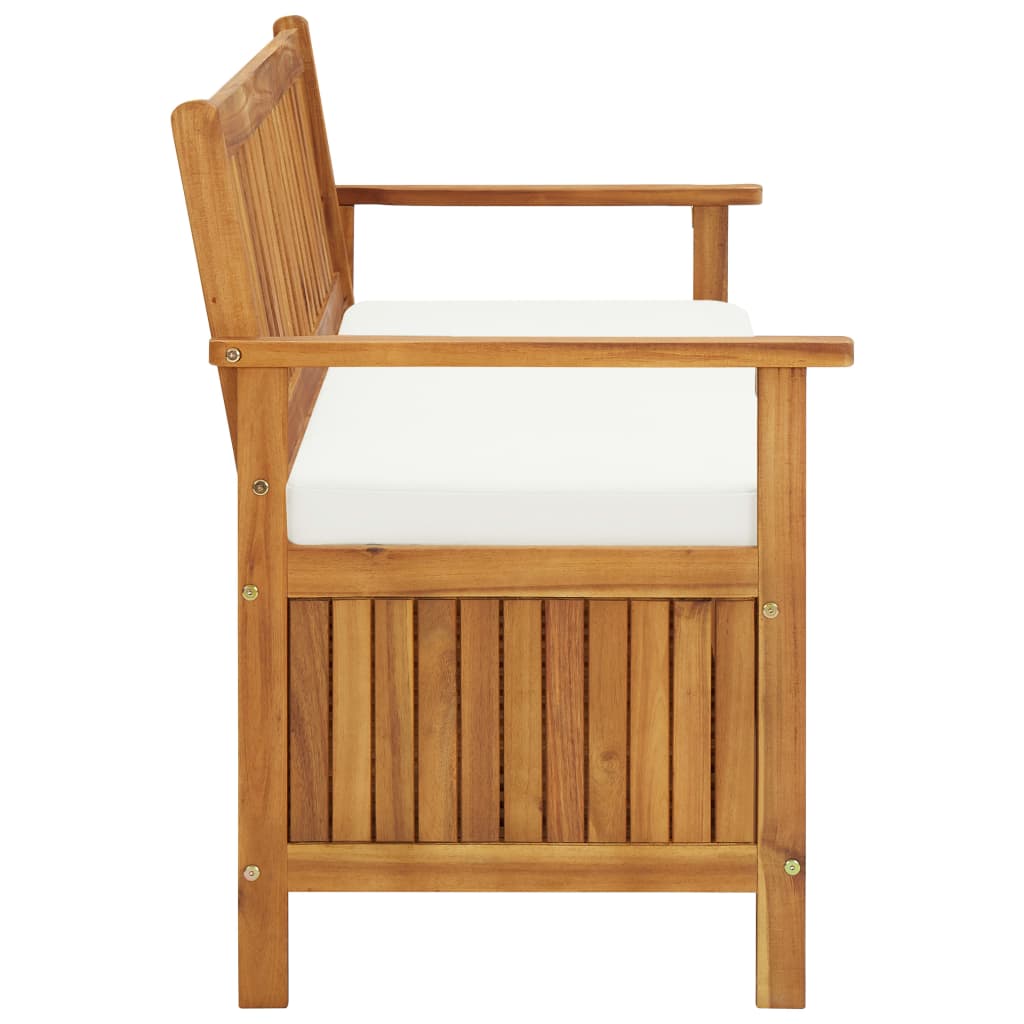 Storage Bench With Cushion 148 Cm Solid Acacia Wood