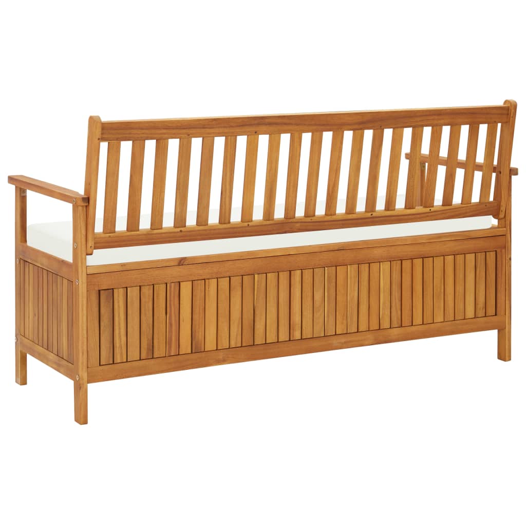 Storage Bench With Cushion 148 Cm Solid Acacia Wood