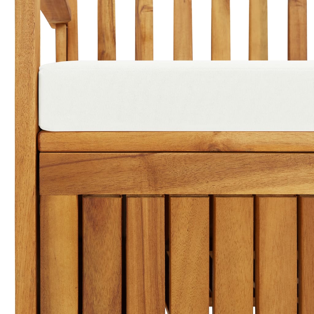 Storage Bench With Cushion 148 Cm Solid Acacia Wood