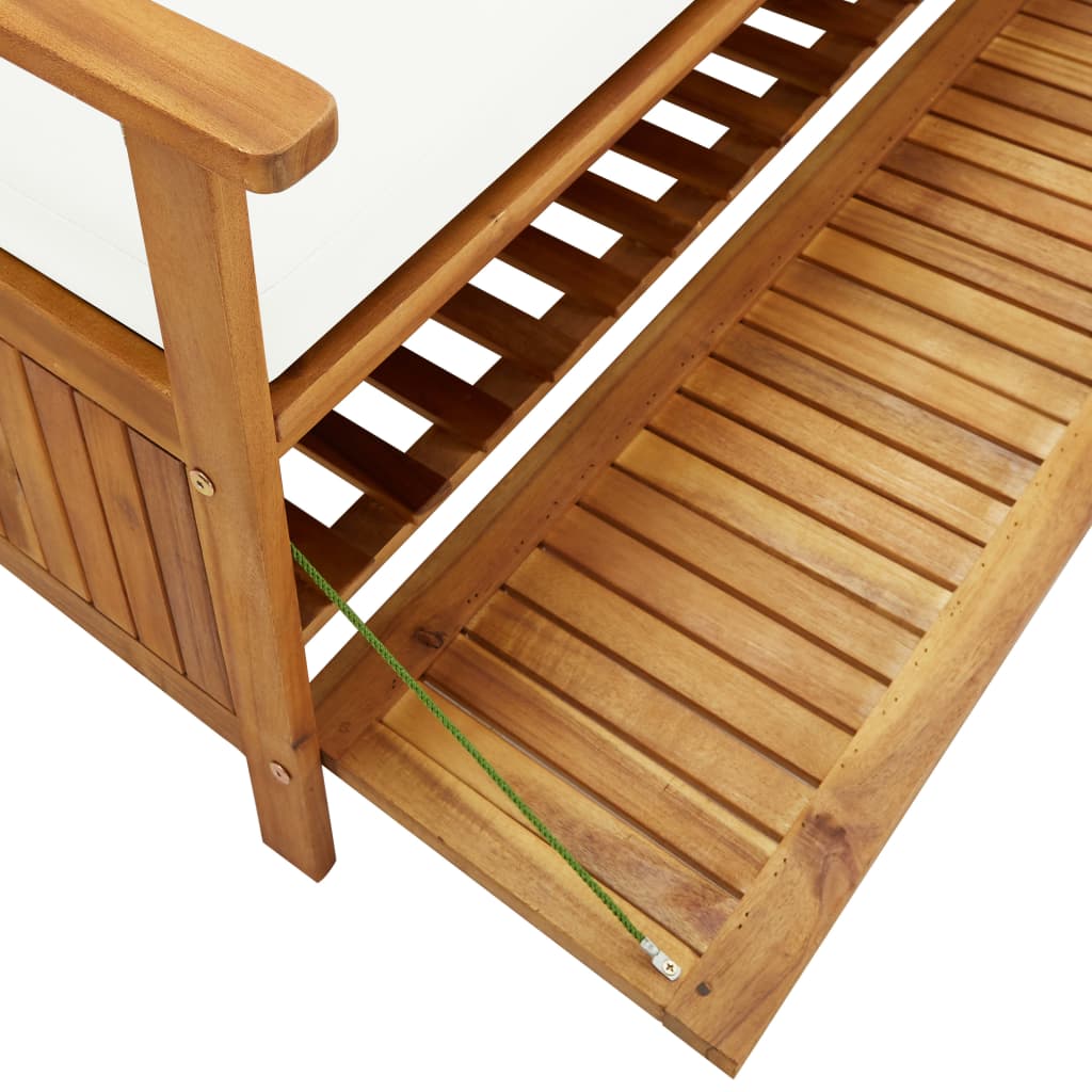 Storage Bench With Cushion 148 Cm Solid Acacia Wood