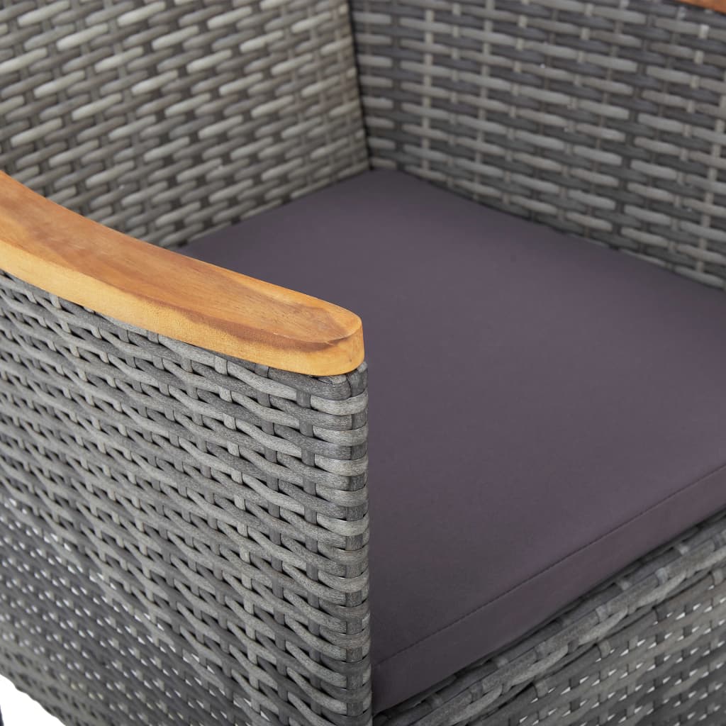 Garden Dining Chairs 2 Pcs Poly Rattan Grey