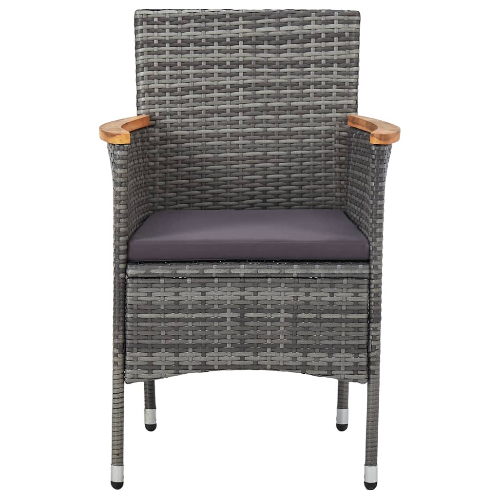 Garden Dining Chairs 2 Pcs Poly Rattan Grey