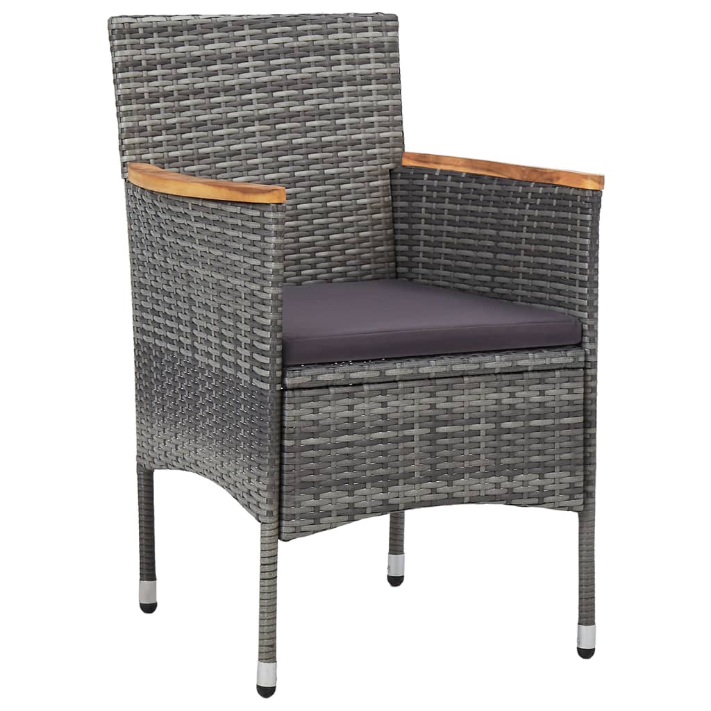 Garden Dining Chairs 2 Pcs Poly Rattan Grey