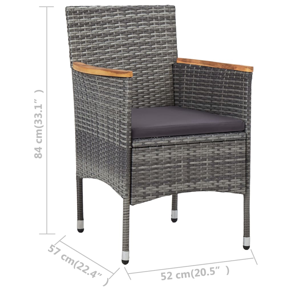 Garden Dining Chairs 2 Pcs Poly Rattan Grey
