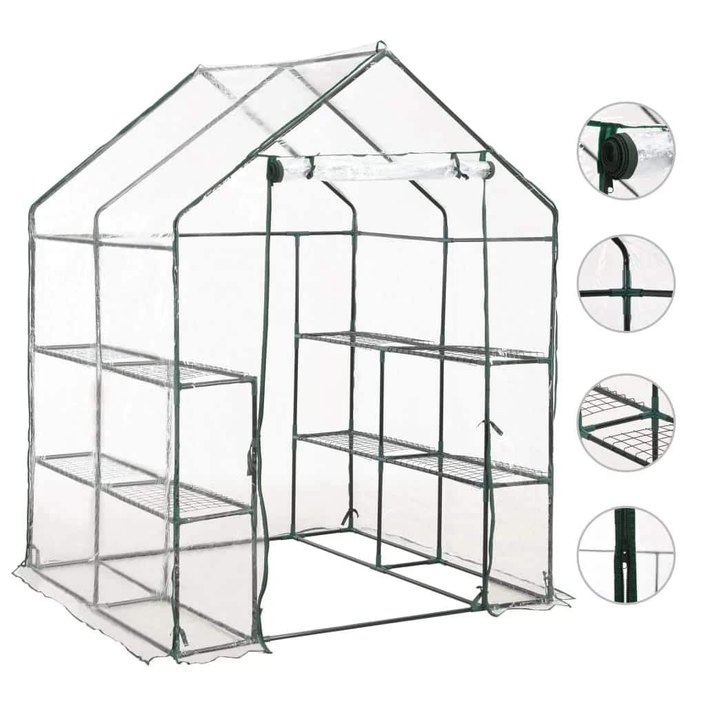 Greenhouse With 8 Shelves 143X143X195 Cm