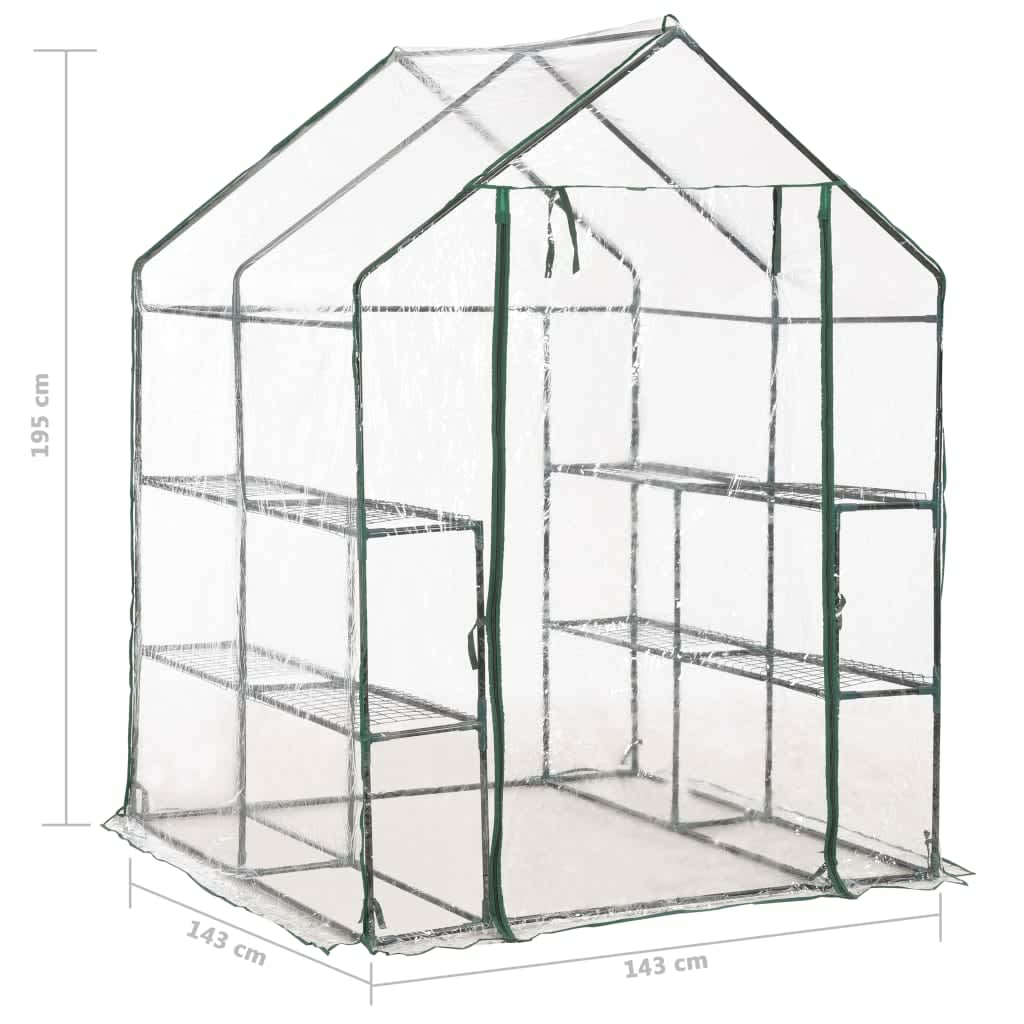 Greenhouse With 8 Shelves 143X143X195 Cm
