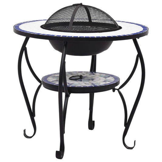 Mosaic Fire Pit Table And White 68 Cm Ceramic